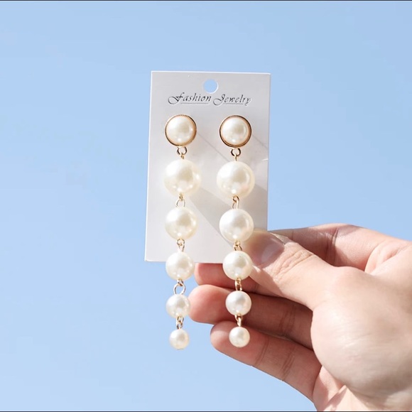Fashion Jewelry | Prom Wedding Jewelry | Bridal | Imitation pearl drop earrings - Picture 2 of 6